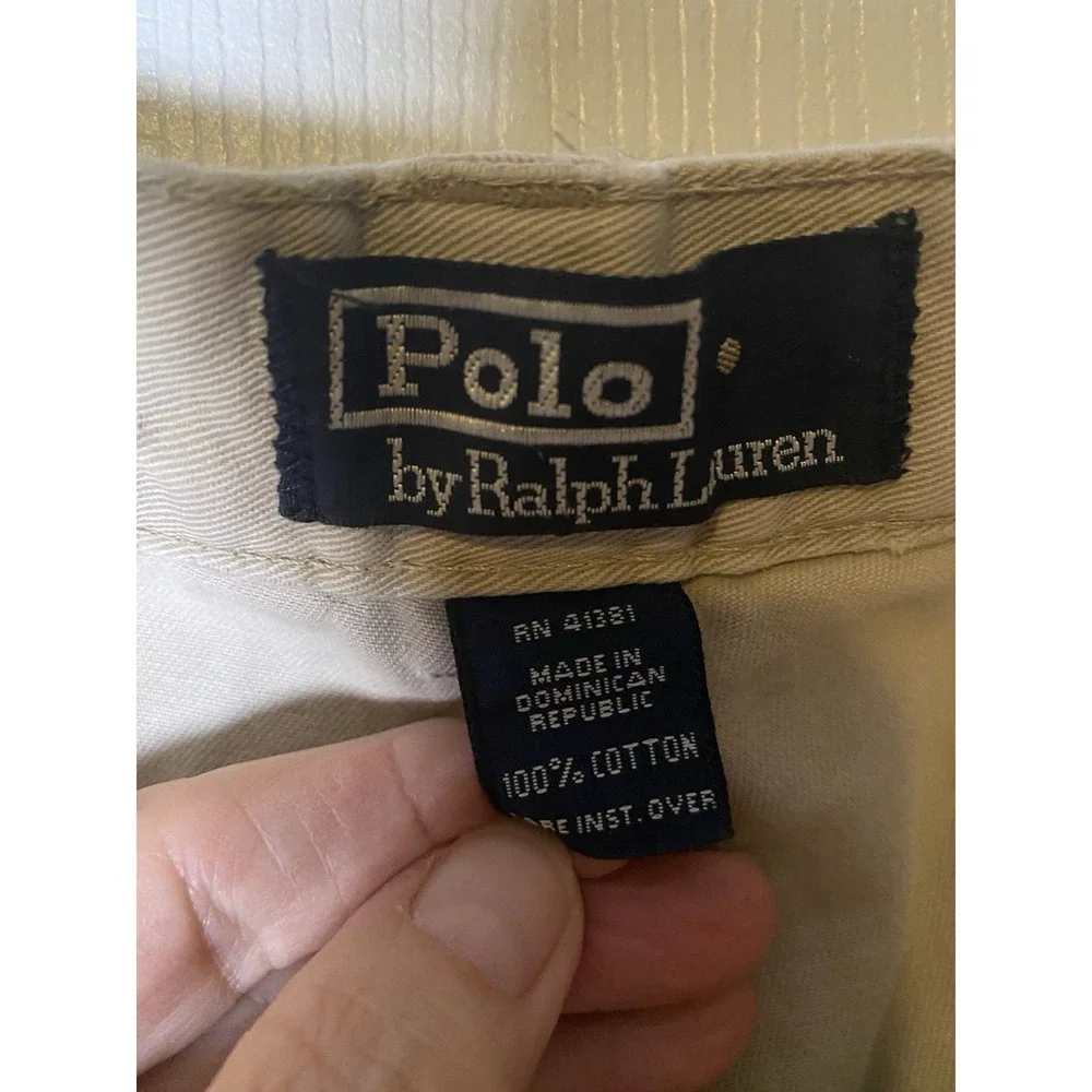 Polo Ralph Lauren‎ Men's Beige Chino Shorts Cotton Button Pockets Belt Loops